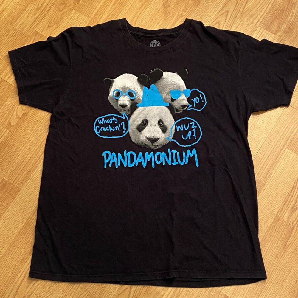 Hybrid Pandamonium T-Shirt Men's XL Short Sleeve Solid Cotton Blend Black